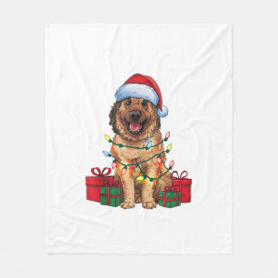 Xmas Lighting Santa Hat Anatolian Shepherd Dog Chr Fleece Blanket