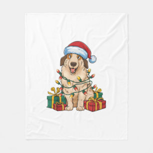 Xmas Lighting Santa Hat Anatolian Shepherd Dog Chr Fleece Blanket