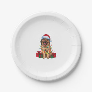 Xmas Lighting Santa Hat Anatolian Shepherd Dog Chr Paper Plate
