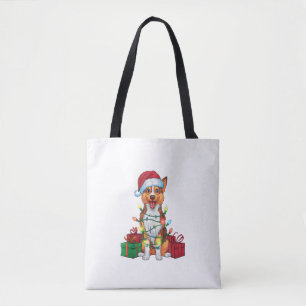 Xmas Lighting Santa Hat Australian Kelpie Dog Chri Tote Bag