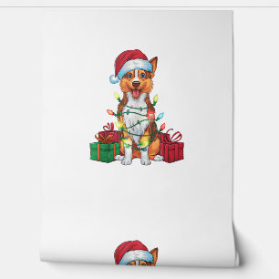 Xmas Lighting Santa Hat Australian Kelpie Dog Chri Wallpaper