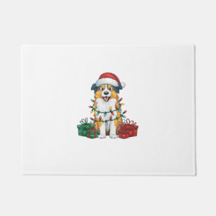 Xmas Lighting Santa Hat Australian Shepherd Dog Ch Doormat