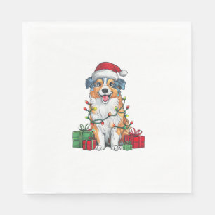 Xmas Lighting Santa Hat Australian Shepherd Dog Ch Napkin