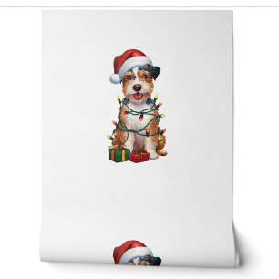 Xmas Lighting Santa Hat Australian Terrier Dog Chr Wallpaper