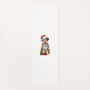 Xmas Lighting Santa Hat Australian Terrier Dog Chr Yoga Mat