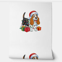 Xmas Lighting Santa Hat Basset Hound Dog Christmas