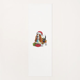 Xmas Lighting Santa Hat Basset Hound Dog Christmas Yoga Mat