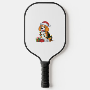 Xmas Lighting Santa Hat Beagle Dog Christmas Pickleball Paddle