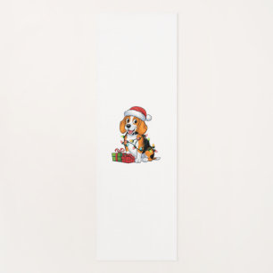 Xmas Lighting Santa Hat Beagle Dog Christmas Yoga Mat