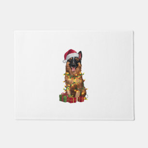 Xmas Lighting Santa Hat Belgian Tervuren Dog Chris Doormat