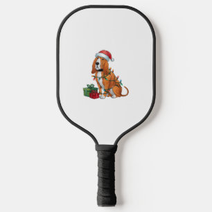 Xmas Lighting Santa Hat Bloodhound Dog Christmas Pickleball Paddle