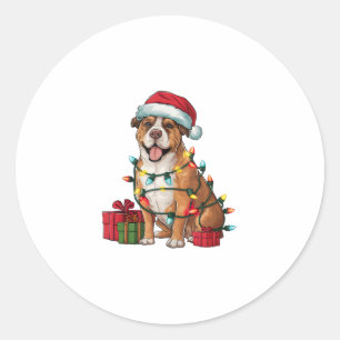 Xmas Lighting Santa Hat Boerboel Dog Christmas Classic Round Sticker