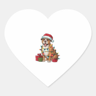 Xmas Lighting Santa Hat Boerboel Dog Christmas Heart Sticker