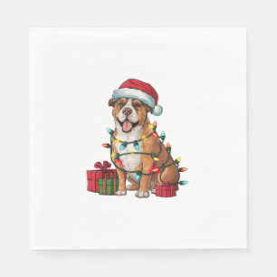 Xmas Lighting Santa Hat Boerboel Dog Christmas Napkin
