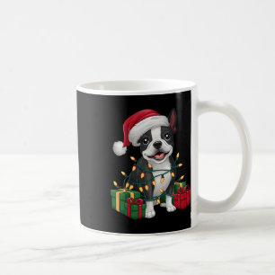 Xmas Lighting Santa Hat Boston Terrier Dog Christm Coffee Mug