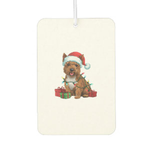 Xmas Lighting Santa Hat Cairn Terrier Dog Christma Car Air Freshener