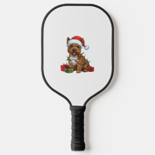 Xmas Lighting Santa Hat Cairn Terrier Dog Christma Pickleball Paddle