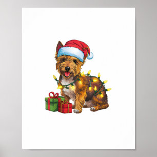 Xmas Lighting Santa Hat Cairn Terrier Dog Christma Poster
