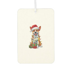 Xmas Lighting Santa Hat Canaan Dog Christmas _1 Car Air Freshener
