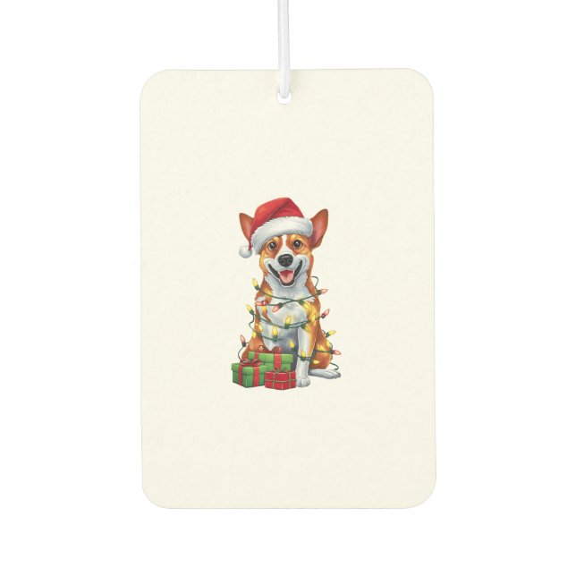 Xmas Lighting Santa Hat Canaan Dog Christmas _1 Car Air Freshener (Front)