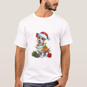 Xmas Lighting Santa Hat Cardigan Welsh Corgi Dog C T-Shirt