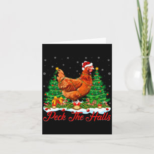 Xmas Lighting Santa Hat Chicken Christmas Tree  Card
