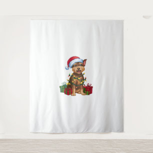 Xmas Lighting Santa Hat Chinese Crested Dog Christ Tapestry