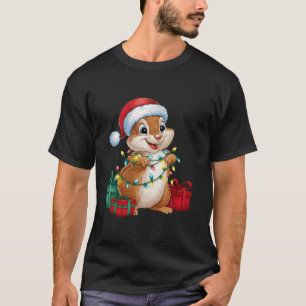 Xmas Lighting Santa Hat Chipmunk Christmas T Shirt