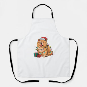 Xmas Lighting Santa Hat Chow Chow Dog Christmas Apron