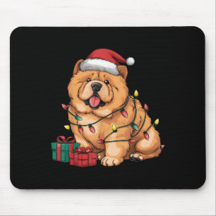 Xmas Lighting Santa Hat Chow Chow Dog Christmas Fo Mouse Pad