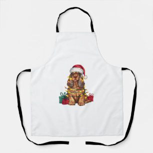 Xmas Lighting Santa Hat Cocker Spaniel Dog Christm Apron