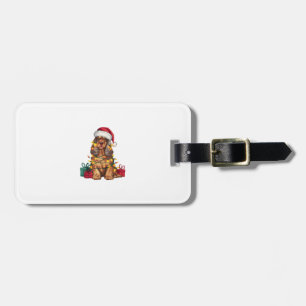 Xmas Lighting Santa Hat Cocker Spaniel Dog Christm Luggage Tag