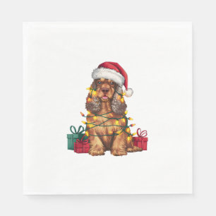 Xmas Lighting Santa Hat Cocker Spaniel Dog Christm Napkin