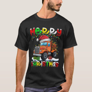 Xmas Lighting Santa Hat Construction Truck Merry C T-Shirt