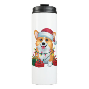 Xmas Lighting Santa Hat Corgi Dog Christmas _1 Thermal Tumbler