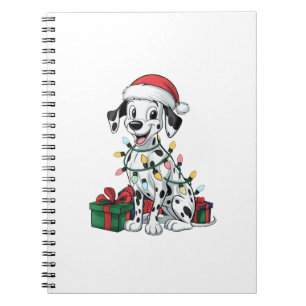 Xmas Lighting Santa Hat Dalmatian Dog Christmas Notebook