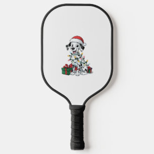 Xmas Lighting Santa Hat Dalmatian Dog Christmas Pickleball Paddle