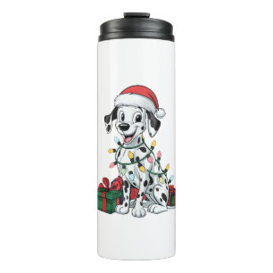 Xmas Lighting Santa Hat Dalmatian Dog Christmas  Thermal Tumbler