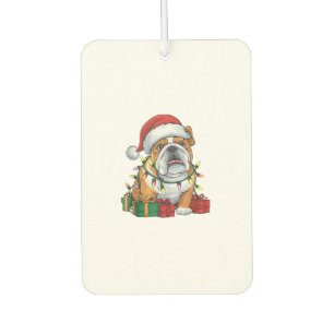 Xmas Lighting Santa Hat English Bulldog Christmas  Car Air Freshener