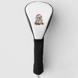 Xmas Lighting Santa Hat English Bulldog Christmas Golf Head Cover