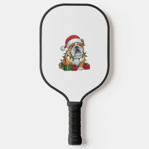 Xmas Lighting Santa Hat English Bulldog Christmas Pickleball Paddle