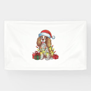 Xmas Lighting Santa Hat English Coonhound Dog Chri Banner