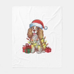 Xmas Lighting Santa Hat English Coonhound Dog Chri Fleece Blanket