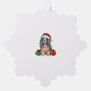 Xmas Lighting Santa Hat English Coonhound Dog Chri Tree Decoration Card