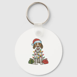 Xmas Lighting Santa Hat English Pointer Dog Christ Key Ring