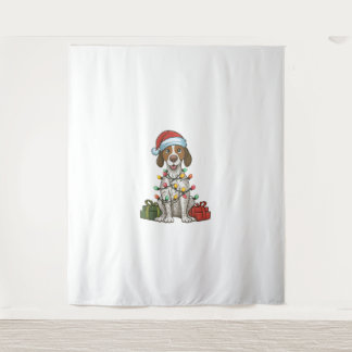 Xmas Lighting Santa Hat English Pointer Dog Christ Tapestry