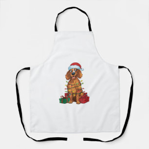 Xmas Lighting Santa Hat English Setter Dog Christm Apron