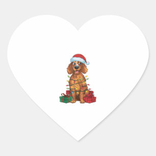 Xmas Lighting Santa Hat English Setter Dog Christm Heart Sticker