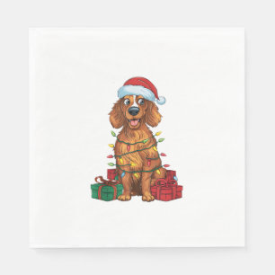 Xmas Lighting Santa Hat English Setter Dog Christm Napkin