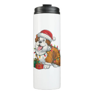 Xmas Lighting Santa Hat English Sheepdog Christmas Thermal Tumbler